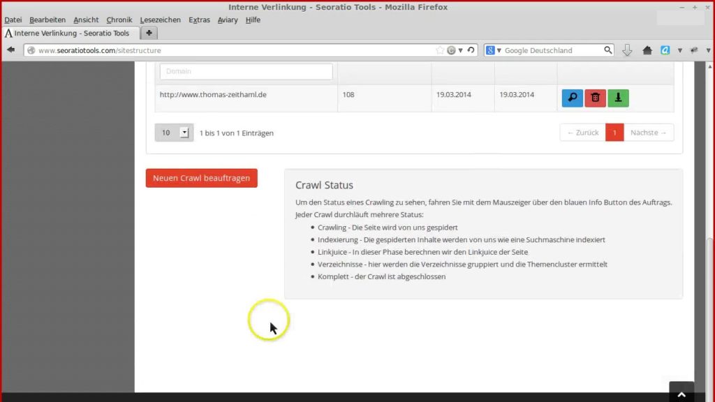 SEO Tool – Seoratiotools – Das Dashboard – Teil 2